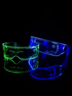 Светящиеся неоновые карнавальные led очки киберпанк тик ток фото 4