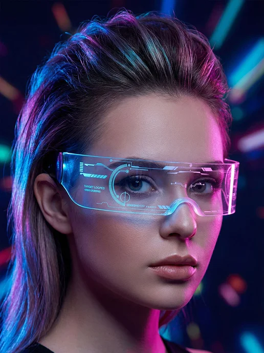 Светящиеся неоновые карнавальные led очки киберпанк тик ток