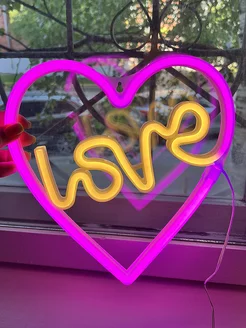 Неоновая вывеска светильник на стену Love с usb сердце фото 3