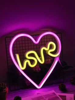 Неоновая вывеска светильник на стену Love с usb сердце фото 4