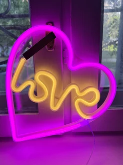 Неоновая вывеска светильник на стену Love с usb сердце фото 5