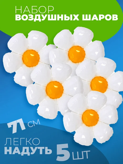 Воздушный шар Ромашка 5 штук фотозона