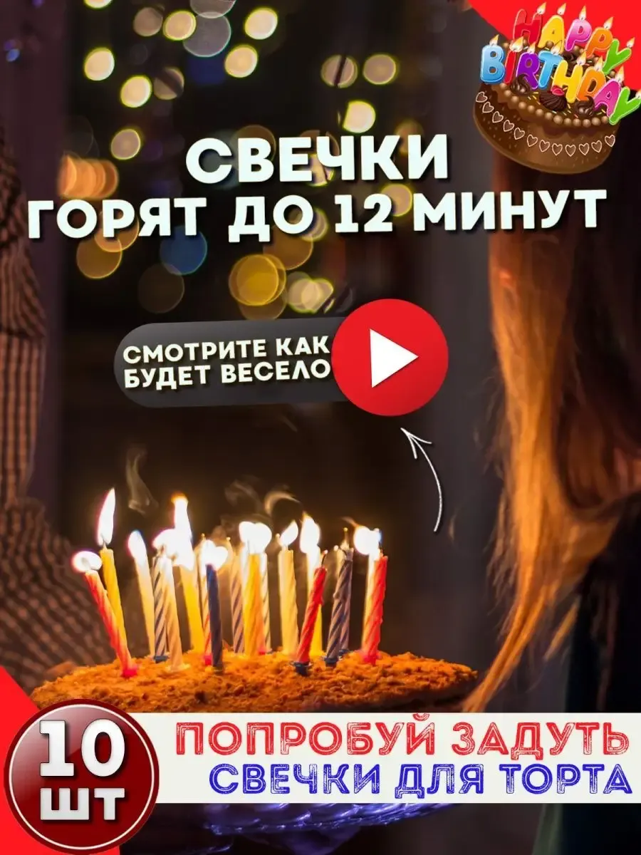Свечи для торта незадуваемые и цветное пламя фото 11