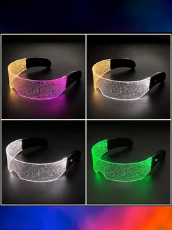Светящиеся неоновые карнавальные led очки тик ток фото 3