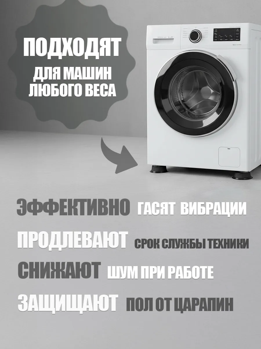 Антивибрационные подставки для стиральной машины 4 шт фото 2
