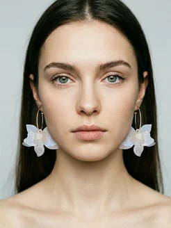 Серьги цветы крупные нарядные вечерние фото 3